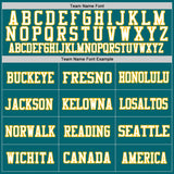 Custom Teal White-Gold Mesh Authentic Throwback Football Jersey
