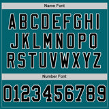 Custom Teal Black-White Mesh Authentic Throwback Football Jersey