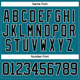 Custom Teal Black-White Hockey Lace Neck Jersey