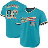 Custom Teal Vintage USA Flag Cream-Black Authentic Throwback Baseball Jersey