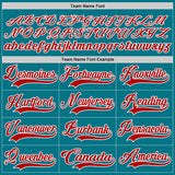 Custom Teal Red-White Hockey Jersey