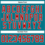 Custom Teal Red-White Hockey Jersey
