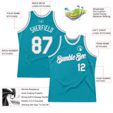 Custom Teal White-Gray Authentic Throwback Basketball Jersey