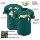 Custom Teal White-Old Gold Authentic Baseball Jersey