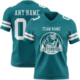 Custom Teal White Mesh Authentic Football Jersey