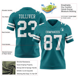 Custom Teal White Mesh Authentic Football Jersey