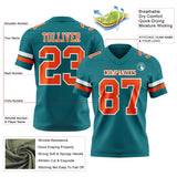 Custom Teal Orange-White Mesh Authentic Football Jersey