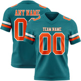 Custom Teal Orange-White Mesh Authentic Football Jersey