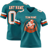 Custom Teal White-Orange Mesh Authentic Football Jersey