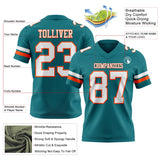 Custom Teal White-Orange Mesh Authentic Football Jersey
