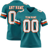 Custom Teal White-Orange Mesh Authentic Football Jersey