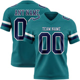 Custom Teal Navy-White Mesh Authentic Football Jersey