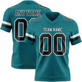 Custom Teal Black-White Mesh Authentic Football Jersey