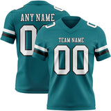 Custom Teal White-Black Mesh Authentic Football Jersey