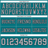 Custom Teal Gray-Black Mesh Authentic Football Jersey