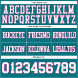 Custom Teal White-Pink Mesh Authentic Football Jersey