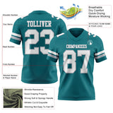 Custom Teal White-Gray Mesh Authentic Football Jersey