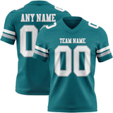 Custom Teal White-Gray Mesh Authentic Football Jersey