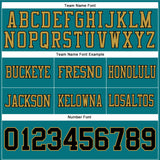 Custom Teal Black-Old Gold Mesh Authentic Football Jersey