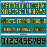 Custom Teal Black-Gold Mesh Authentic Football Jersey