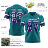 Custom Teal Purple-White Mesh Authentic Football Jersey
