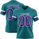 Custom Teal Purple-White Mesh Authentic Football Jersey