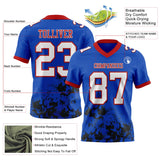 Custom Thunder Blue White Black-Red Splash Mesh Authentic Football Jersey