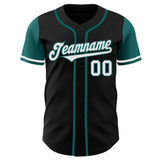 Custom Black White-Aqua Authentic Two Tone Baseball Jersey