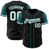 Custom Black White-Aqua Authentic Two Tone Baseball Jersey
