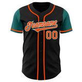 Custom Black Orange-Aqua Authentic Two Tone Baseball Jersey