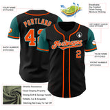 Custom Black Orange-Aqua Authentic Two Tone Baseball Jersey