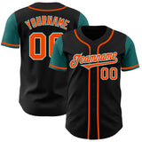 Custom Black Orange-Aqua Authentic Two Tone Baseball Jersey