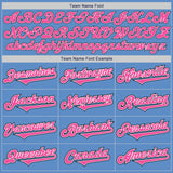 Custom Powder Blue Pink-Black Authentic Two Tone Baseball Jersey