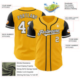 Custom Gold White-Black Authentic Two Tone Baseball Jersey