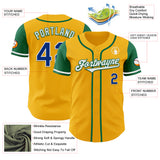 Custom Gold Royal-Kelly Green Authentic Two Tone Baseball Jersey