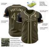 Custom Olive Camo Black-Cream Authentic Salute To Service Two Tone Baseball Jersey