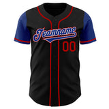 Custom Black Royal-Red Authentic Two Tone Baseball Jersey