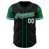 Custom Black Kelly Green-White Authentic Two Tone Baseball Jersey