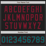 Custom Black Teal-Crimson Authentic Two Tone Baseball Jersey