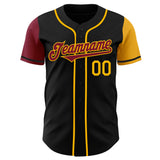 Custom Black Crimson-Gold Authentic Two Tone Baseball Jersey
