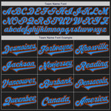 Custom Black Electric Blue-Orange Authentic Two Tone Baseball Jersey