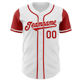 Custom White Red Authentic Two Tone Baseball Jersey