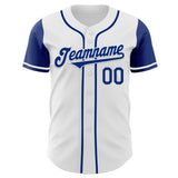 Custom White Royal Authentic Two Tone Baseball Jersey