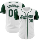 Custom White Green-Gray Authentic Two Tone Baseball Jersey