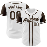 Custom White Brown Authentic Two Tone Baseball Jersey