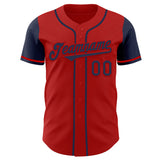 Custom Red Navy Authentic Two Tone Baseball Jersey