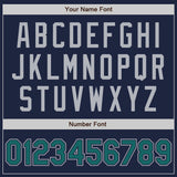 Custom Navy Teal-Gray Authentic Two Tone Baseball Jersey