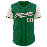 Custom Kelly Green Cream-Black Authentic Two Tone Baseball Jersey