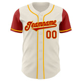 Custom Cream Red-Gold Authentic Two Tone Baseball Jersey