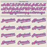 Custom Cream Pink-Teal Authentic Two Tone Baseball Jersey